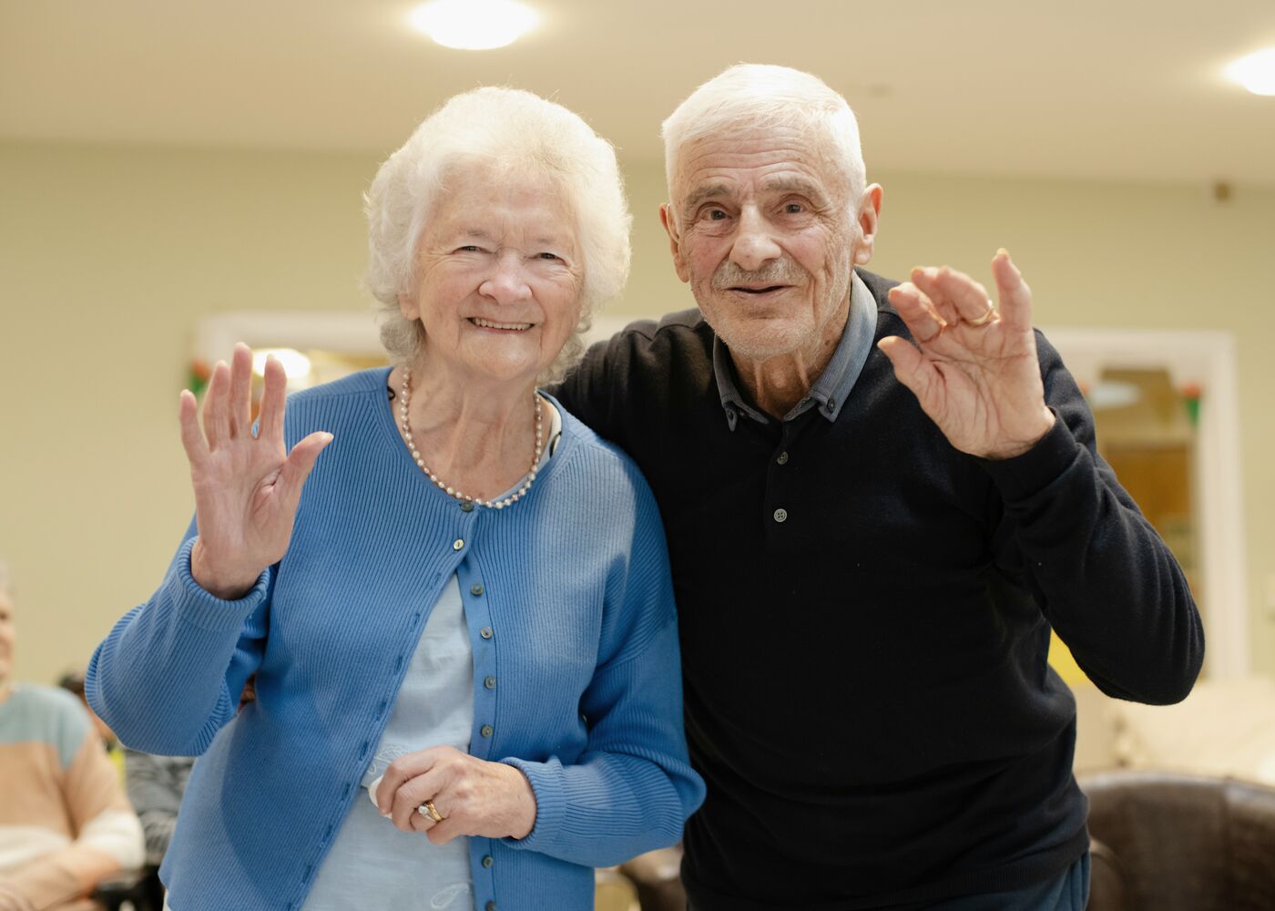 An older couple smiling together